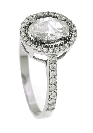 Brilliant ring WG 585/000 with an oval diamond...
