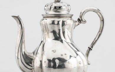 COFFEE POT, silver, rococo style, import stamp.