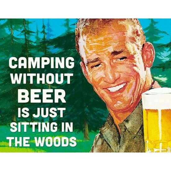 Camping Without Beer Metal Pub Bar Sign