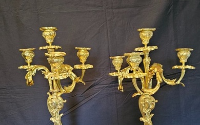Candlestick (2) - Gilt bronze