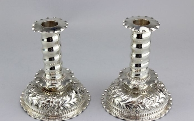 Candlestick, Pair of Victorian Candlesticks (2) - .925 silver - George Fox, London - England - 1880