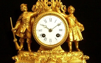 Cartel clock - Origin France - USA Civil War - rare Cartel Pendulum with Soldier and Citizen celebrating victory - - Second half 19th century