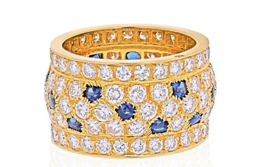 Cartier 18K Yellow Gold Nigeria Diamond Sapphire Ring