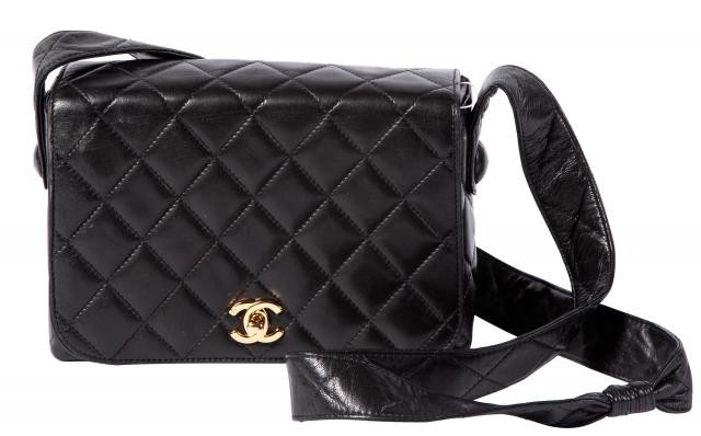 Chanel Black Quilted Leather Flap Top Messenger Bag