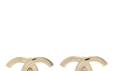 Chanel Crystal CC Large Stud Earrings Gold