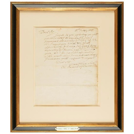 Charles Carroll of Carrollton Autograph Letter Signed
