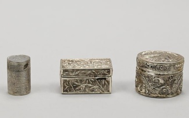 Chinese Box Made of Coins and Two Silver Boxes