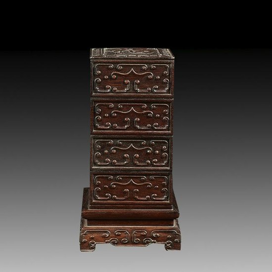 Chinese Carved Huali Wooden Box