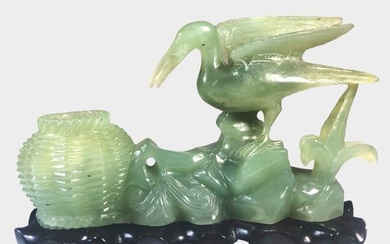 Chinese Carved Jade Crane