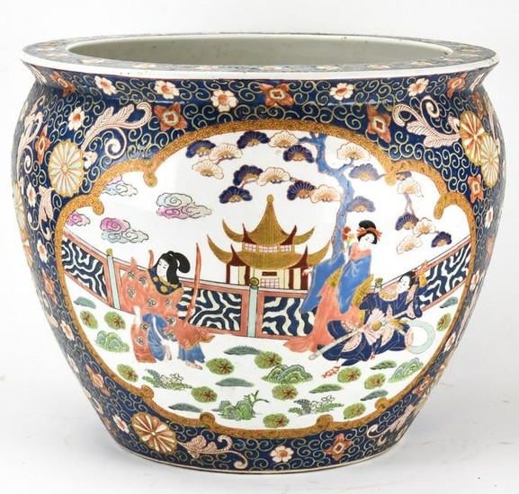Chinese Painted Porcelain Fish Bowl Planter