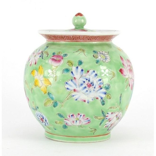 Chinese porcelain lidded vase and cover, finely hand