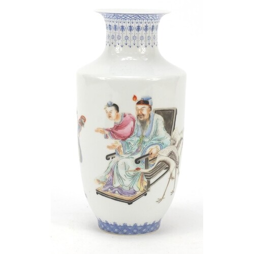 Chinese porcelain vase hand painted in the famille rose pale...