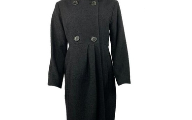 Christian Dior Black Wool Tweed and Fur Coat Jacket