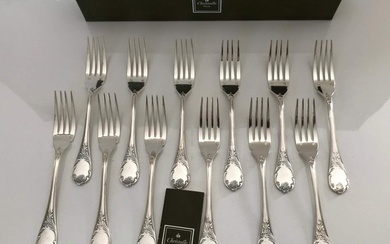 Christofle - Fork (12) - Set of 12 Marly fish forks - Silver-plated