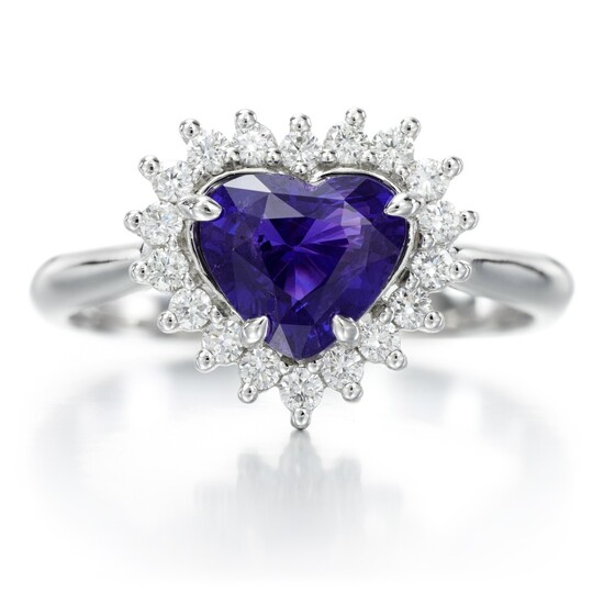 Colour change sapphire and diamond ring