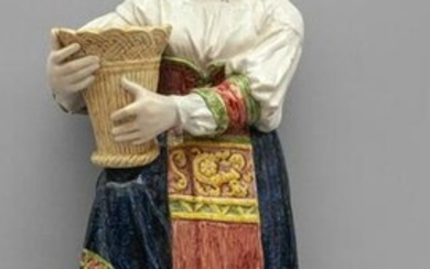 Contadinella, placca in ceramica Ginori