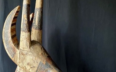Crest mask - Wood, Natural pigments - Adoné - Kurumba - Burkina Faso - 135 cm