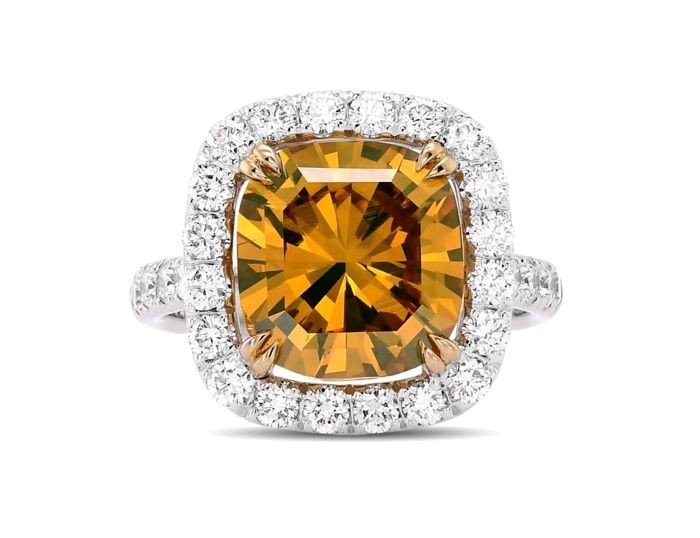 D2U - 18 kt. White gold - Ring - 5.17 ct Fancy Deep Brownish Orange-Yellow - Diamond