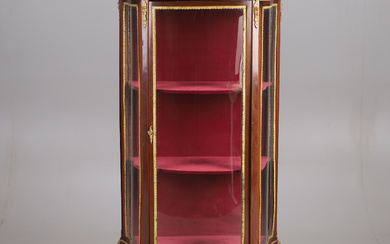 DISPLAY CABINET, mahogany with bronzes and stone top, rococo style.