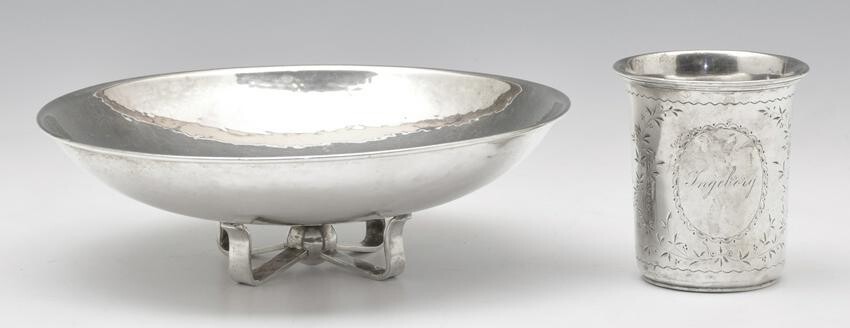 Danish Silver Cup and Footed Bowl.