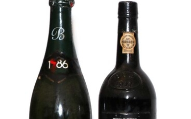 Dows, Vintage Port, 1977 (1) together with Barancourt champagne, 1986, (1)
