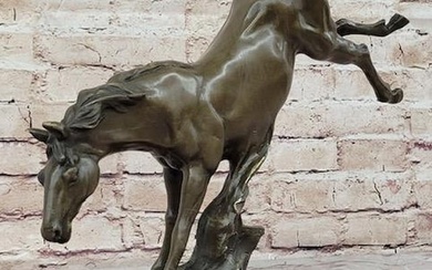 Dynamic Freedom - Original Bronze Horse Sculpture Signed by Milo on Marble Base - 13.5" x 14"