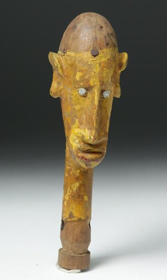 Early 20th C. African Bamana Wood Painted Puppet Head