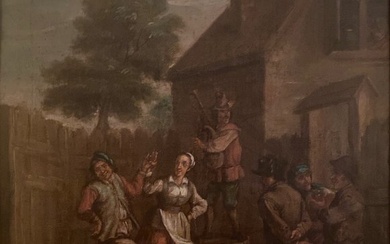 Ecole Flamande (XIX), Suiveur de David Teniers - Scene villagoise