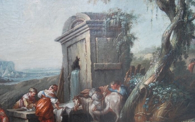 Ecole française du XVIIIe suiveur de Lallemand - Lavandière près d'une fontaine