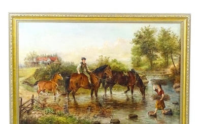 Edwin Frederick Holt (1865-1895), Oil on canvas, Horses and ...