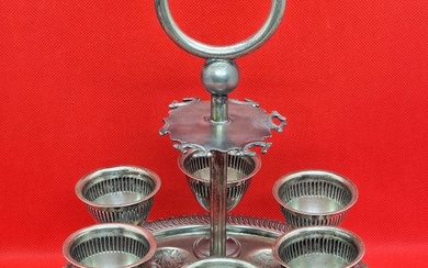 Egg holder set (1) - Silver Plated Metal