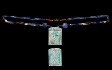 Egyptian Bead Necklace with Tablet Pendant