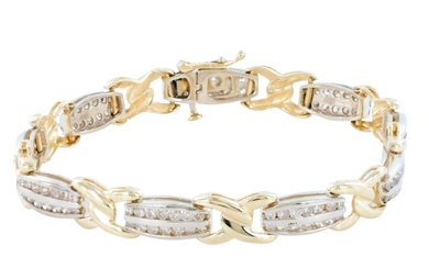 Elegant Two-Tone 14K Gold and Diamond Tennis Bracelet