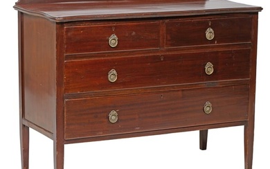 English Georgian Style Walnut Chest of Drawers, 20th c., H.- 33 in., W.- 42 in., D.- 20 in.