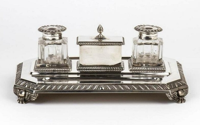English sterling silver silver inkwell - London 1900