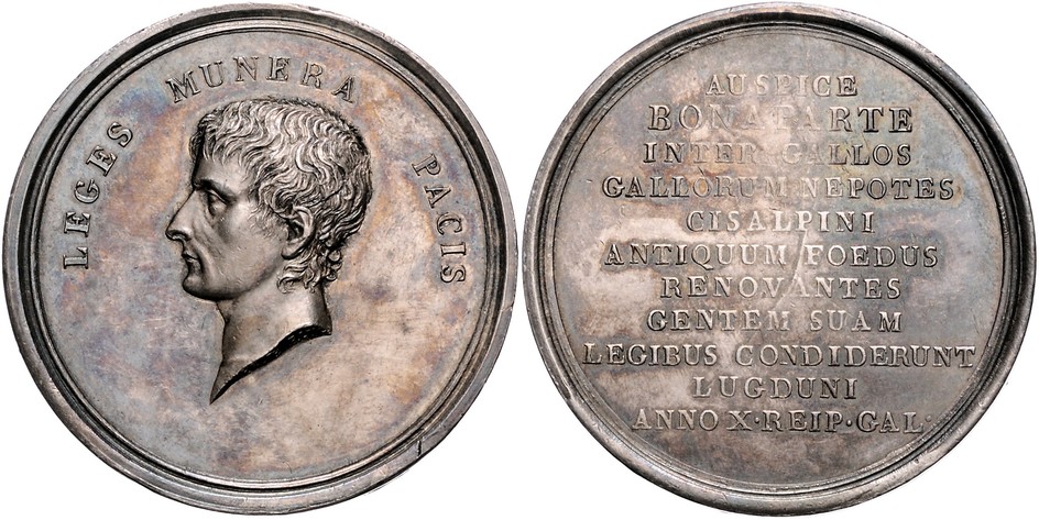 FRANKREICH, Napoleon als Konsul, 1799-1804, Silbermed. 1802 v.Merciè a.d. Errichtung der Cisalpinischen Republik
