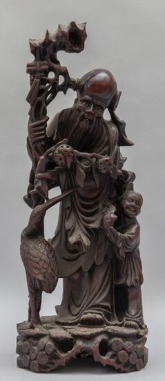 Figure of wise wood carving China sec.XIXh