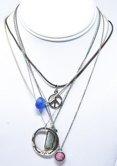 Five Designer Sterling Necklaces incl Diamond