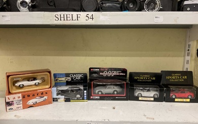 Five boxed collectable model cars comprising of a Corgi Tomorrow...