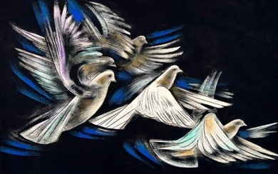 Flight of Pigeons, by Tadashi Nakayama (Japanese 1927-2014)
