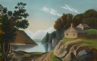 Folk Art Landscape, American School, 19th Century