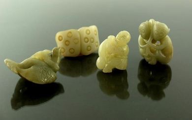 Four Chinese jade and stone carvings, mo