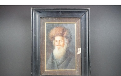 Framed oil painting portrait of a Jewish elder 26.5cm x 17cm