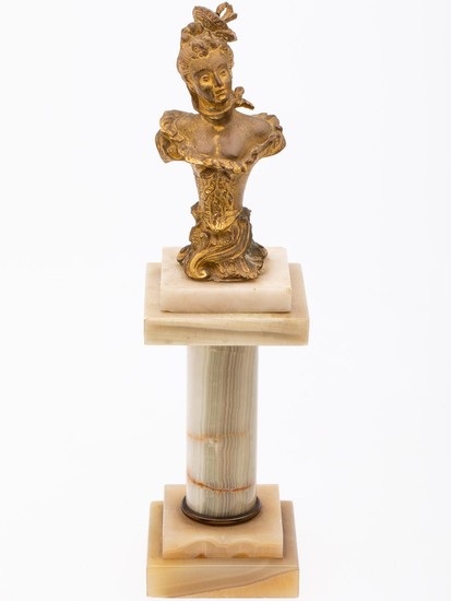 French Gilt-Metal Bust of a Woman on an Onyx Base EV1DL