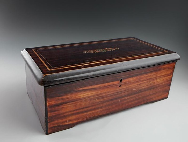 French Inlaid Ebonized Mahogany Music Box, 19th c.