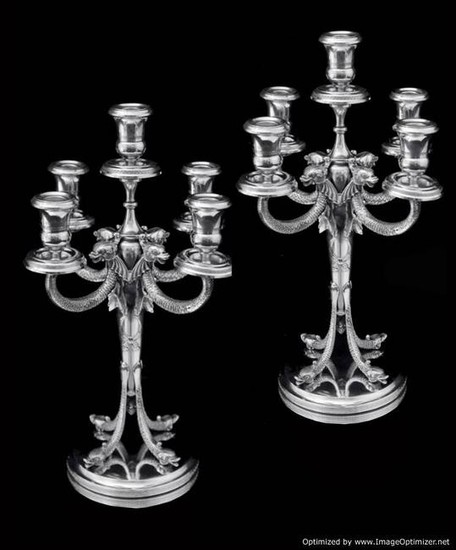 GERMAN - TWO EARLY 20th CENTURY 835 SILVER CANDELABRA
