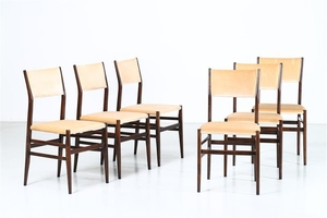 GIO' PONTI Six chairs mod. Superleggera.