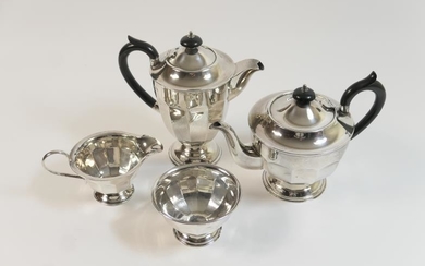 George V silver four piece tea service, London 1933,...