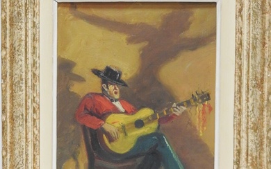 Georges RÉGNAULT (1898-1979) Guitariste Espagnol - Séville Huile sur toile. Signée et située en bas...