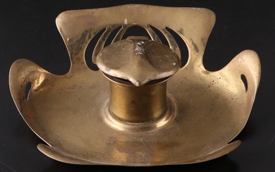 German Art Nouveau Style Brass Inkwell, Late 19th/ Early 20th Century